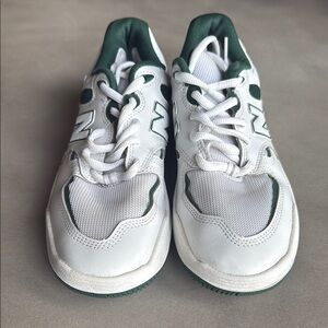 New Balance White and Green Retro Sneakers